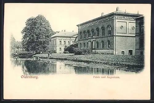 AK Oldenburg / O., Palais und Augusteum an der Elisabethstrasse, Hoftheater