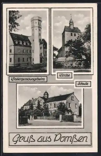 AK Pomssen, Schule, Kindergenesungsheim und Kirche