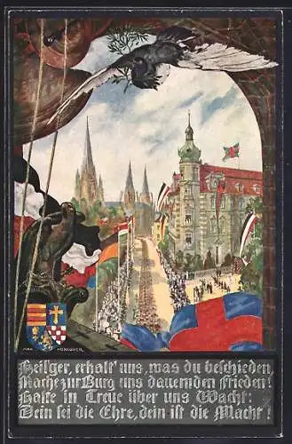 Künstler-AK sign. Max Honegger: Oldenburg / O., Die Kirche vom Balkon aus