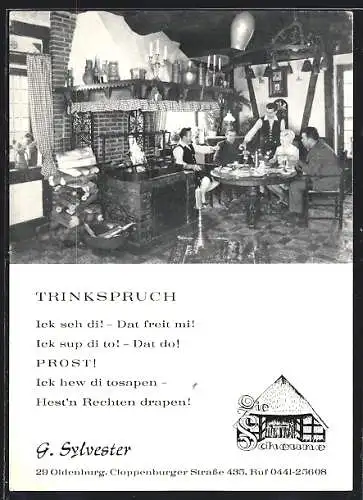 AK Oldenburg / O., Gasthaus Die Scheune, Cloppenburger Strasse 435, Innenansicht