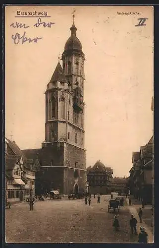 AK Braunschweig, Andreas Kirche mit Fuhrwerken