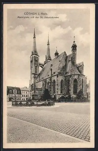 AK Cöthen i. Anh., Marktplatz mit St. Jacobskirche