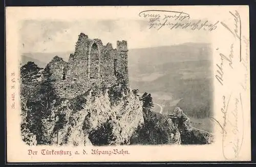 AK Scheiblingkirchen, Ruine Türkensturz an der Aspang-Bahn