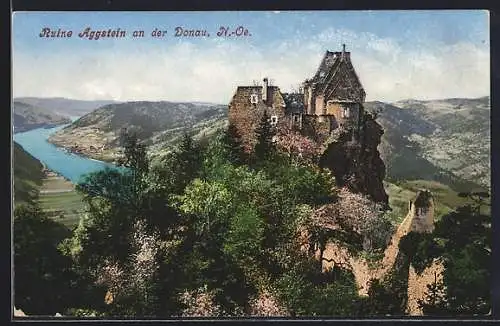 AK Aggsbach Dorf, Ruine Aggstein an der Donau