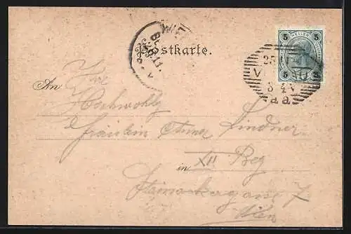 AK Vöslau, Teilansicht mit Kirche