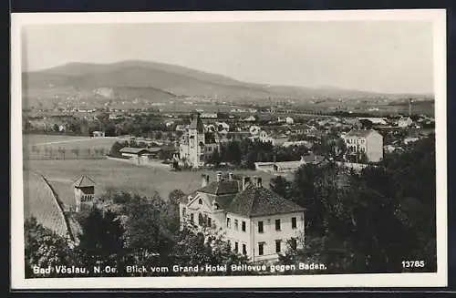 AK Bad Vöslau, Blick vom Grad-Hotel Belle vue gegen Baden