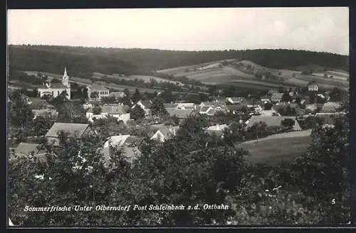 AK Unter Olberndorf, Panorama mit Kirche