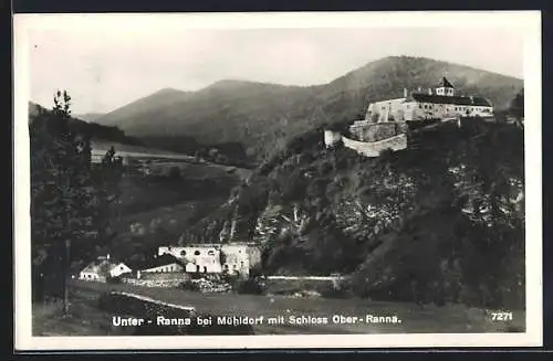 AK Unter-Ranna bei Mühldorf, Panorama mit Schloss Ober-Ranna