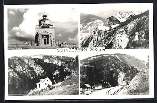 AK Puchberg am Schneeberg, Hotel Hochschneeberg, Elisabethkirche, Baumgartnerhaus