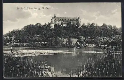 AK Sitzenberg /N.-Oe., Uferpartie mit Schloss