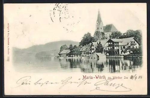 AK Maria Wörth am Wörther See, Blick zum Ort