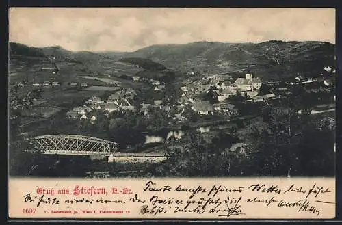 AK Stiefern /N.-Oe., Teilansicht mit Brücke