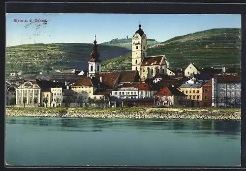 AK Stein a.d. Donau, Ortsansicht mit Kirche