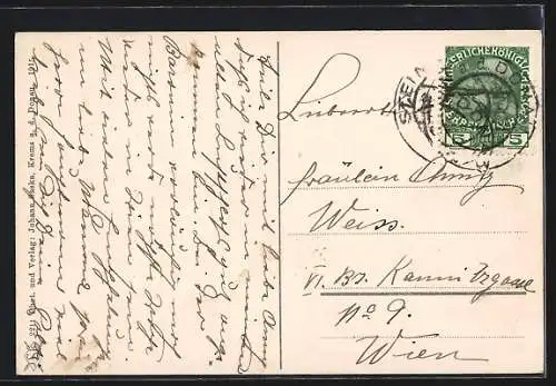 AK Stein a.d. Donau, Ortsansicht mit Kirche