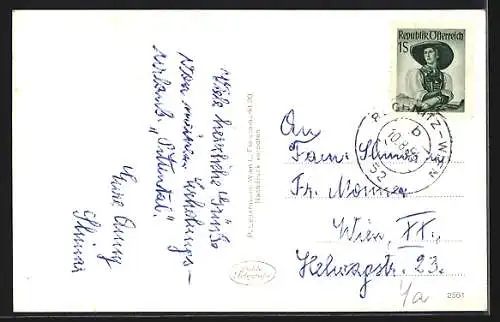 AK Seebenstein, Ortspartie gegen Schneeberg, Bergschloss, Ruine Türkensturz