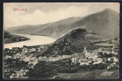 AK Spitz a.d. Donau, Totalansicht mit Alpenpanorama