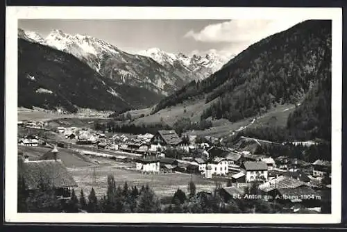 AK St. Anton am Arlberg, Totalansicht aus der Vogelschau