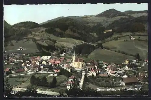 AK Türnitz /N.-Ö., Gesamtansicht mit Bergpanorama aus der Vogelschau