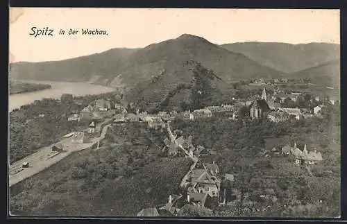 AK Spitz in der Wachau, Gesamtansicht aus der Vogelschau