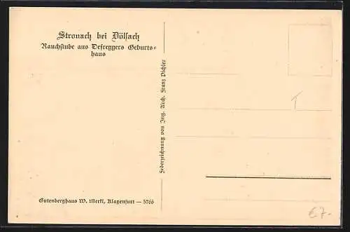 Künstler-AK Iselsberg-Stronach, Stronach bei Dölsach, Rauchstube aus Defreggers Geburtshaus