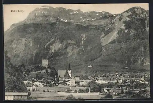 AK Rattenberg, Teilansicht vor Bergpanorama