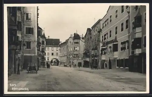 AK Rattenberg, Strassenpartie mit Geschäften