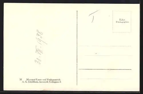 AK Pettneu a. d. Arlbergstrasse, Ortsansicht mit Hohen Riffler