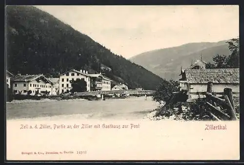 AK Zell a. Ziller, Gasthaus zur Post mit der Ziller