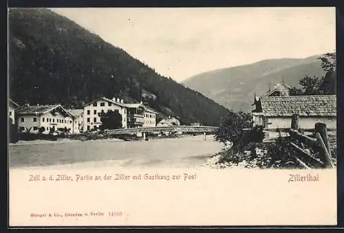 AK Zell a. Ziller, Gasthaus zur Post mit der Ziller