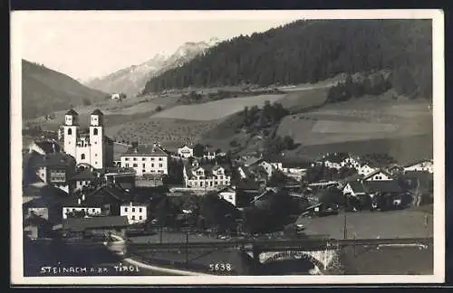 AK Steinach a. Br., Totalansicht mit Eisenbahnbrücke aus der Vogelschau