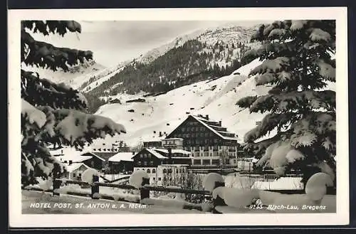 AK St. Anton, Hotel Post im Winter