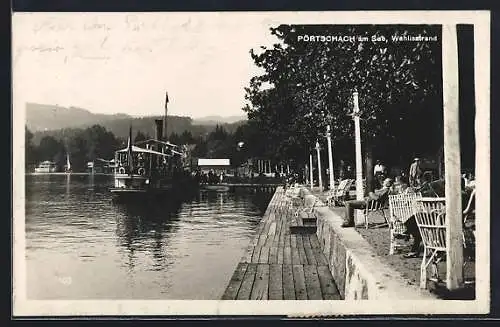 AK Pörtschach am See, Wahlisstrand mit Dampfer