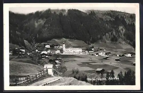 AK Maria Luggau /Kärnten, Ortsansicht mit Wallfahrtskirche