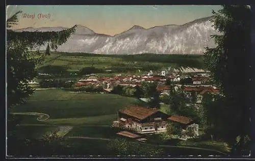 AK Wörgl /Tirol, Gesamtansicht mit Bergpanorama aus der Vogelschau