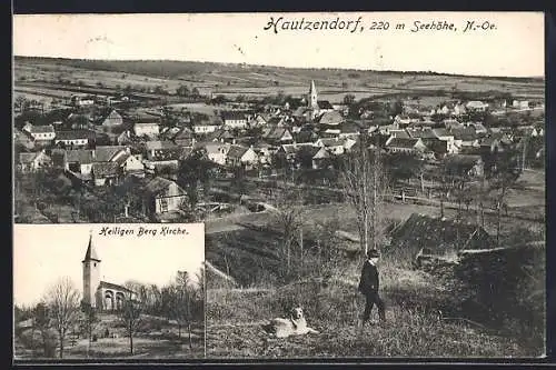 AK Hautzendorf /N.-Oe., Heiligen Berg Kirche und Totalansicht