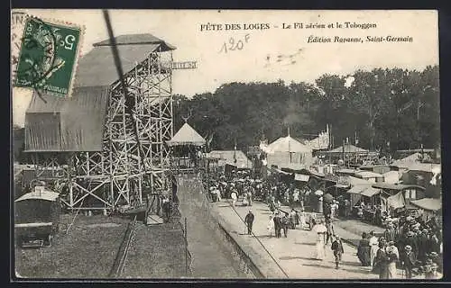 AK Saint-Germain-en-Laye, Fête des Loges - Le Fil aérien et le Tobaggan, Volksfest