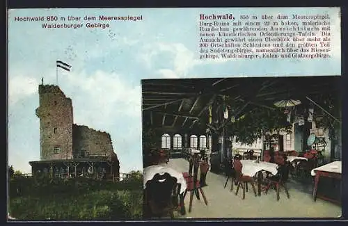 AK Waldenburg, Restaurant Hochwald, Innen- und Aussenansicht