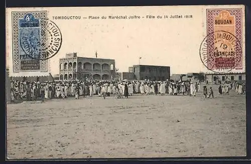 AK Tombouctou, Place du Marechal Joffre, Fete du 14 Juillet 1918