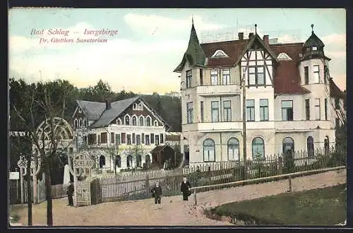 AK Bad Schlag /Isergebirge, Dr. Glettlers Sanatorium