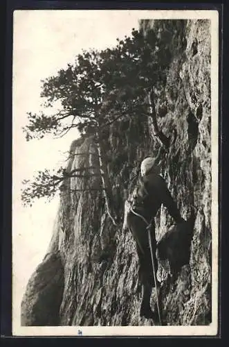 AK Salève, Le Pas de Guttinger, Bergsteiger an der Felswand