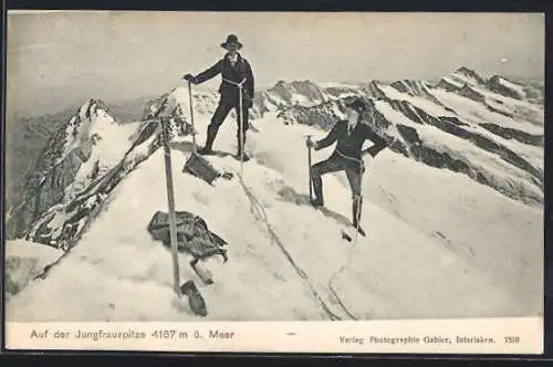 AK Zwei Bergsteiger auf der Jungfrauspitze