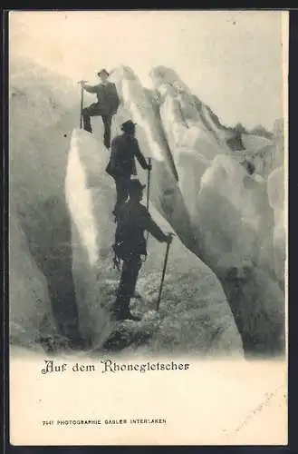 AK Bergsteiger auf dem Rhonegletscher