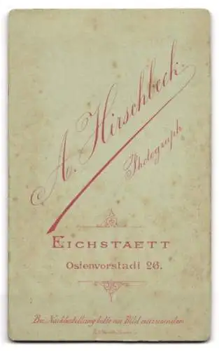 Fotografie A. Hirschbeck, Eichstätt, Ostenvorstadt 26, Porträt eines jungen Mannes