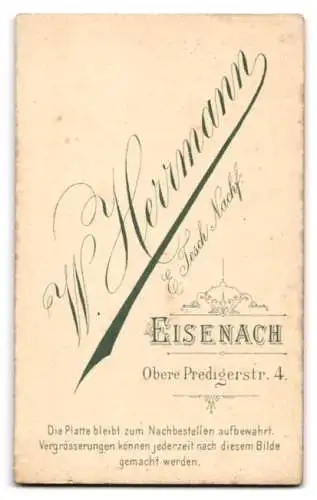 Fotografie W. Herrmann, Eisenach, Obere Predigerstr. 4, Porträt eines jungen Mannes