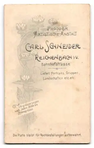 Fotografie Carl Schneider, Reichenbach i.V., Bahnhofstrasse, Porträt eines jungen Mannes