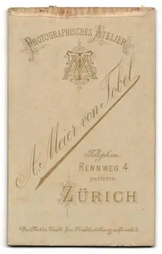 Fotografie A. Meier von Tobel, Zürich, Rennweg 4, Porträt eines jungen Mannes