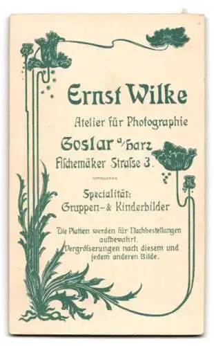 Fotografie Ernst Wilke, Goslar, Fischemäker Strasse 3, Porträt eines jungen Mannes