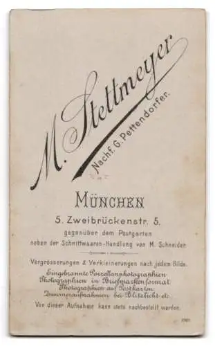 Fotografie M. Stettmeyer, München, Zweibrückenstr. 5, Porträt eines jungen Mannes