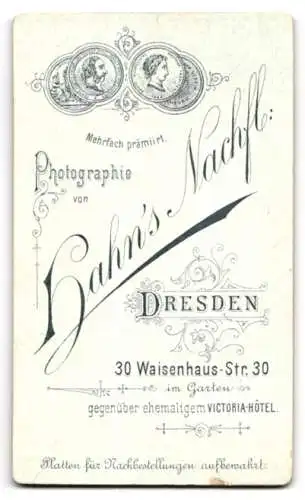 Fotografie Hahn`s Nachf., Dresden, Waisenhaus-Str. 30, Porträt einer Dame