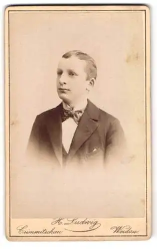 Fotografie H. Ludwig, Crimmitschau, Lindenstrasse, Porträt eines jungen Mannes